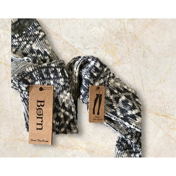 Born Over The Knee Knit Socks Size 9-11 Gray & White NEW Boot Socks - Picture 2 of 3